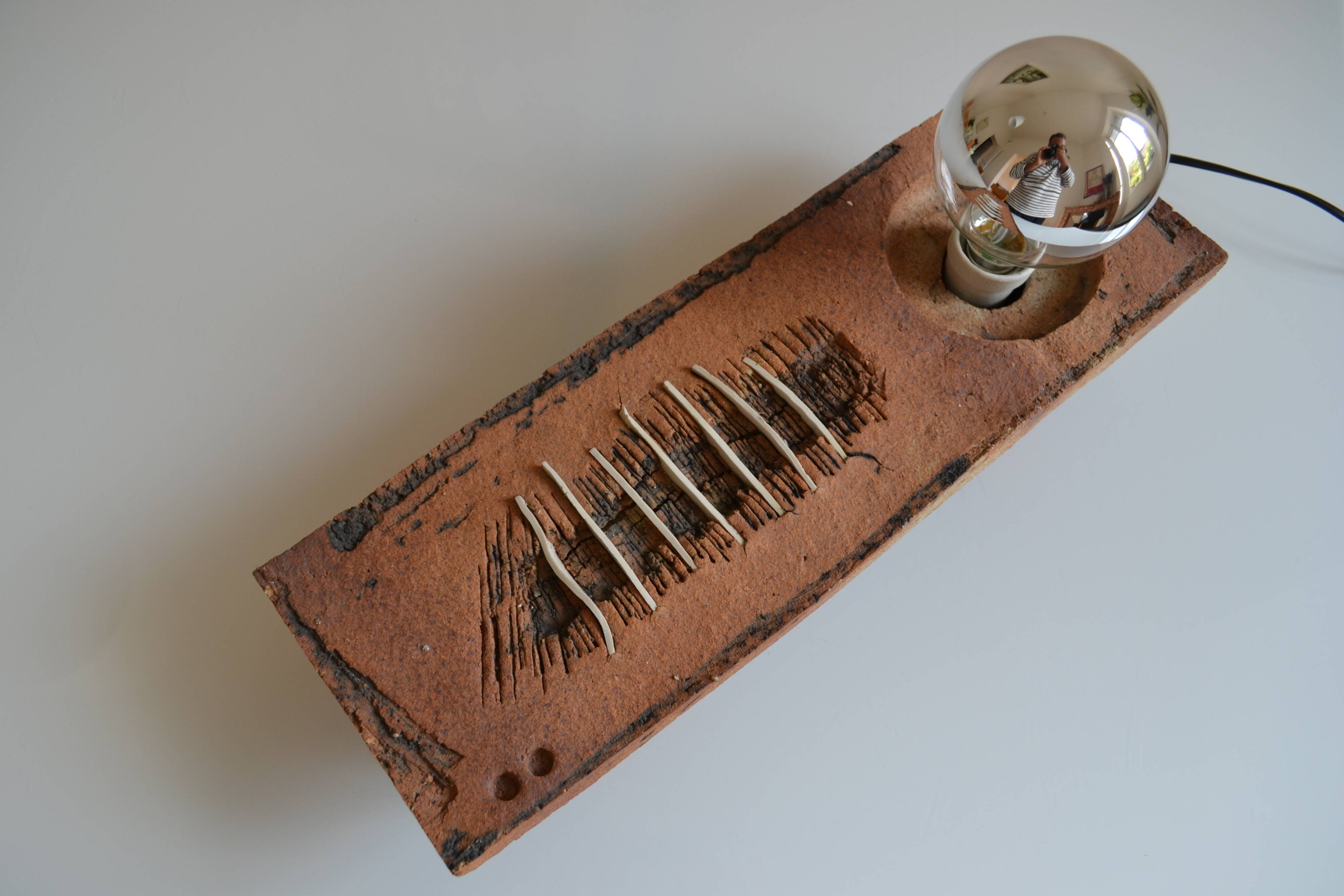 Vintage 1970s Brutalist Modernist Ceramic Table Lamp