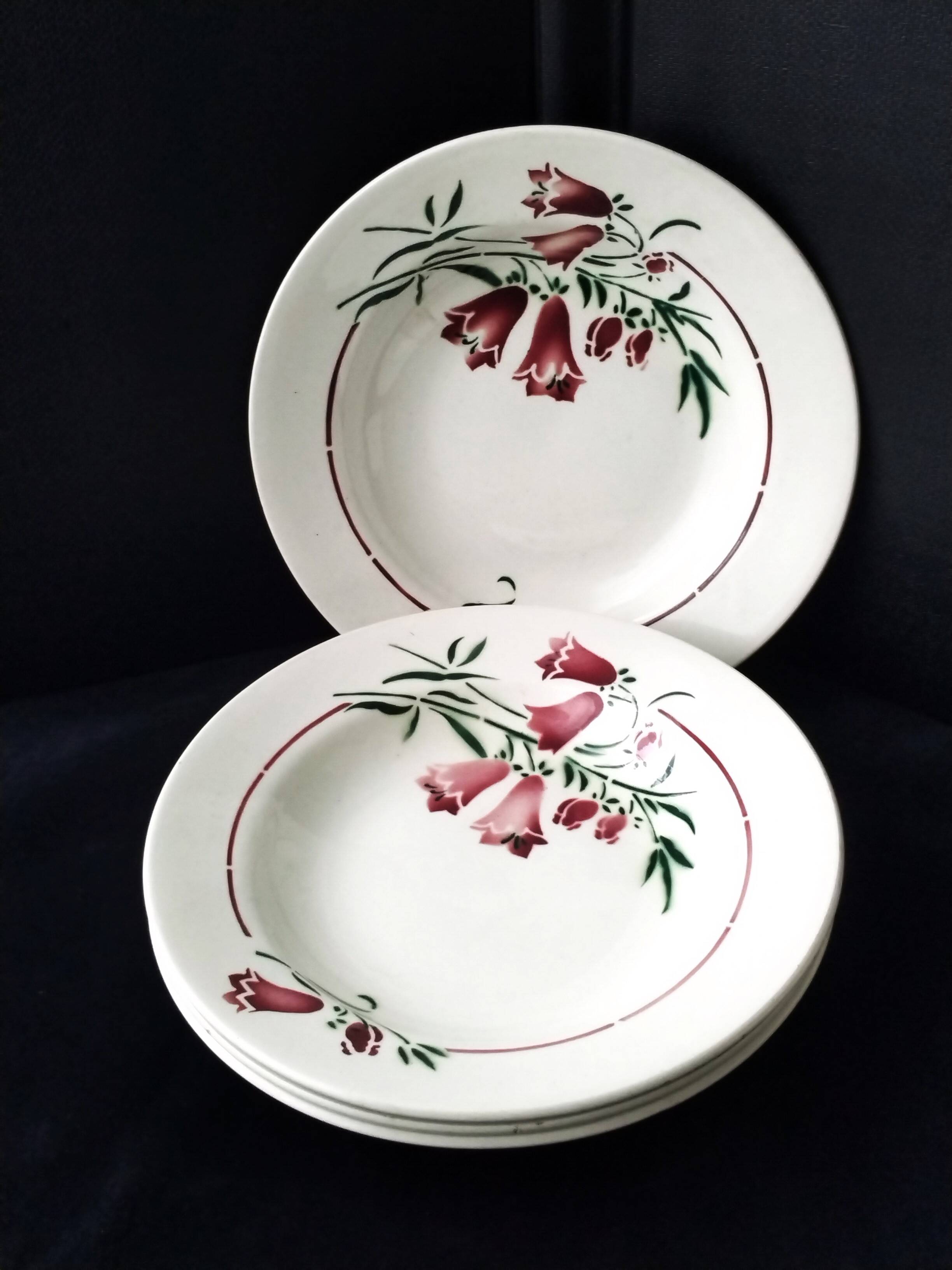 4 deep plates from St Amand L'Amandinoise earthenware