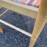 4 solid wood chairs with straw and fabric