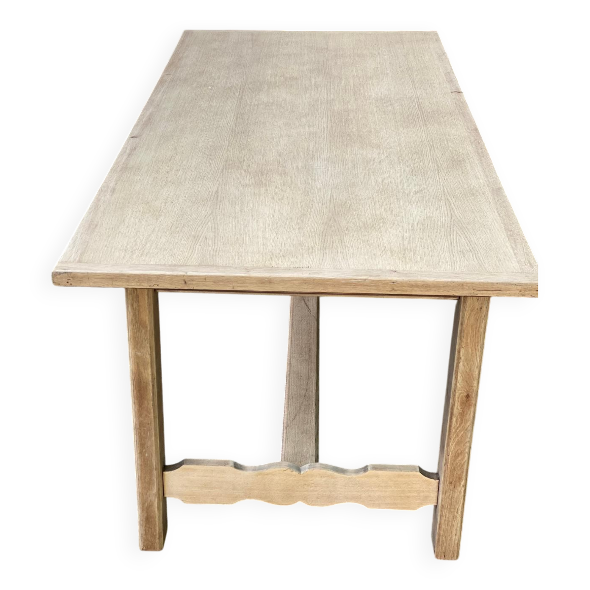Renovated farmhouse dining table in raw wood 200cm 20th century