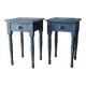 Pair of vintage country bedside tables with blue patina