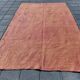 6x9 Turkish Vintage Kilim Rug, Terracotta Hand-Woven Minimalist Carpet