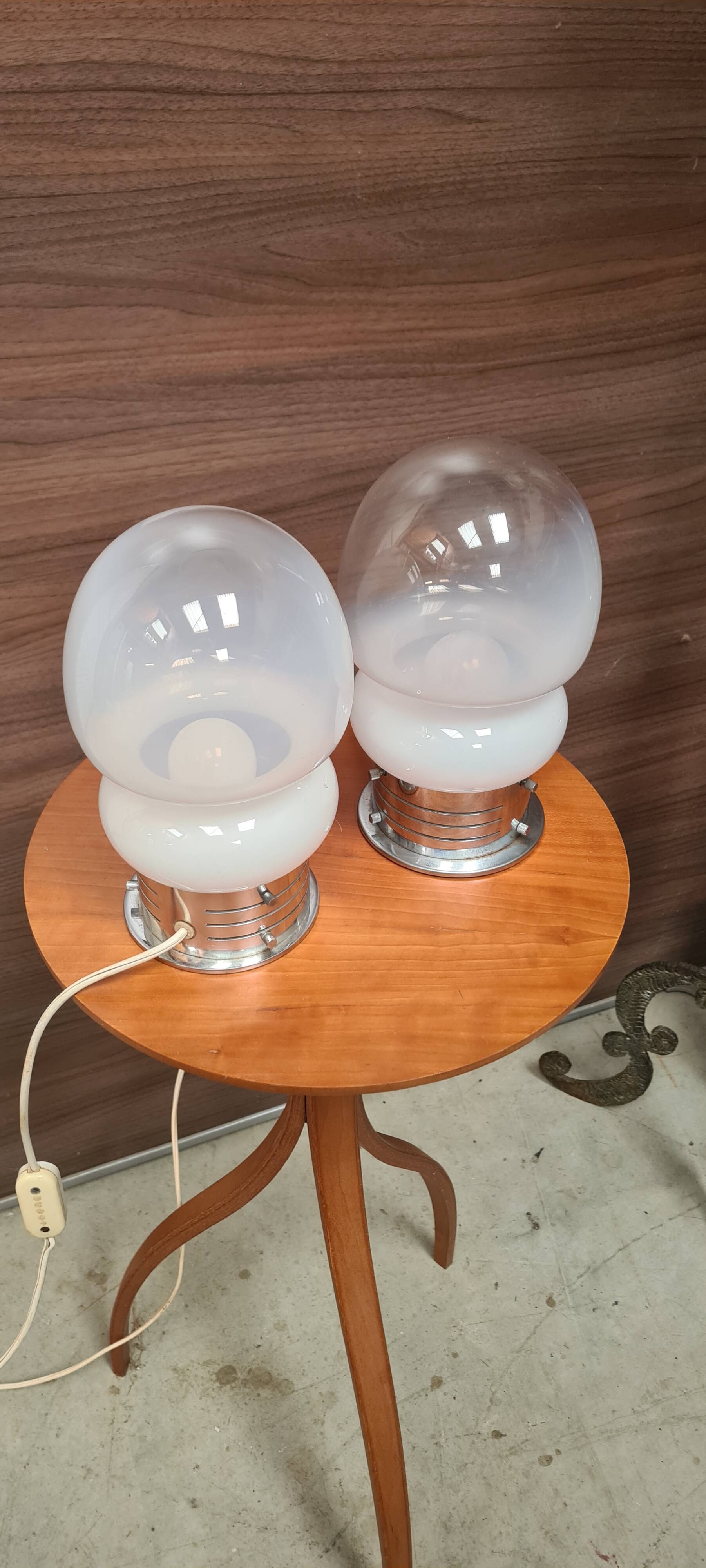 Pair of vintage space age lamps in murano glass 26x14 1960 to 70