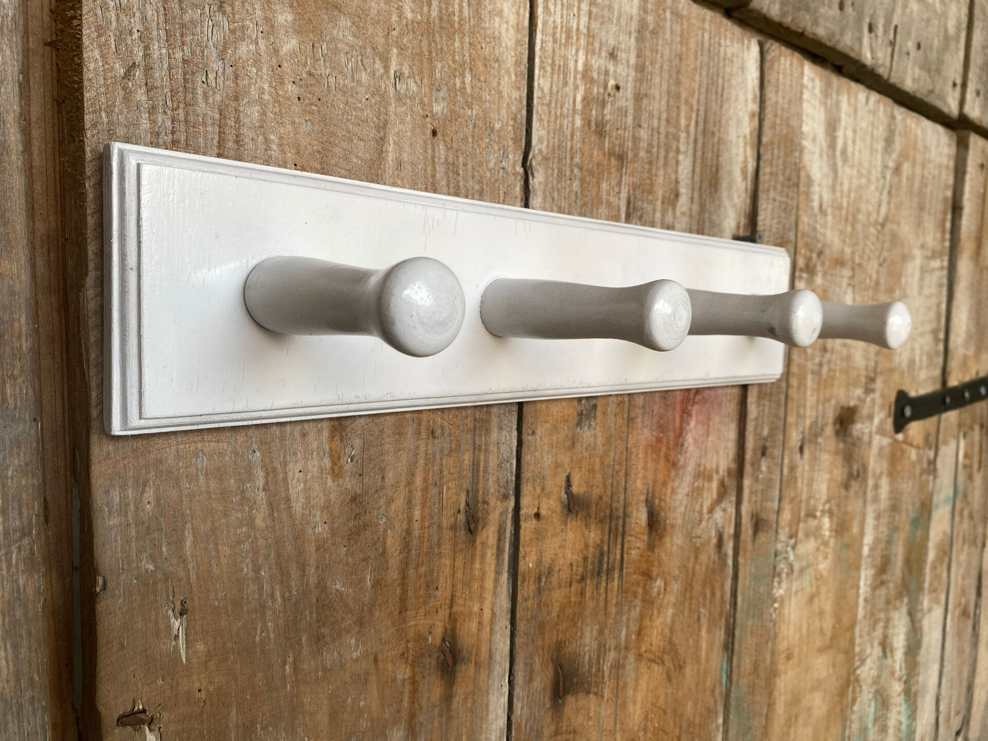 Patère Ancienne Porte Manteau Mural x4 Bois Blanc Vintage #E433