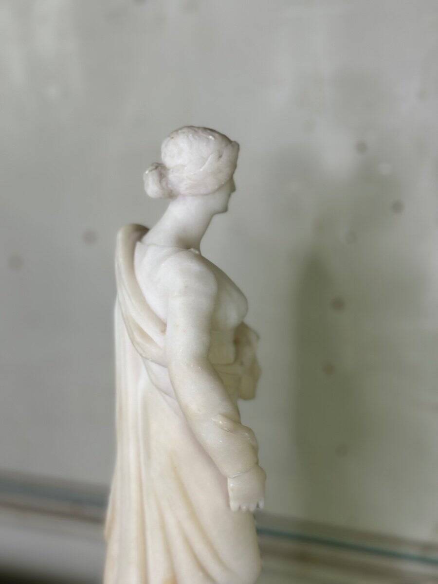 Alabaster sculpture, lady with a mask in the antique style, 19th century