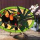 Art Deco style stained glass window representing a couple of toucans