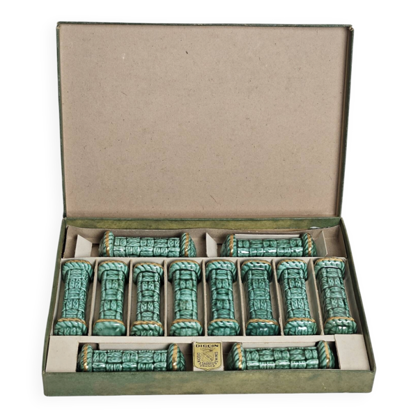 Coffret de 12 porte-couteaux Digoin Sarreguemines France