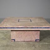 Table en marbre avec inserts en lapis-lazuli par Mario Sabot, années 70
