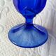 8 vintage aperitif glasses in cobalt blue coloured glass from Portugal.