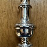 Baluster-shaped sprinkler with gadroons in silver-plated metal with 2 punches