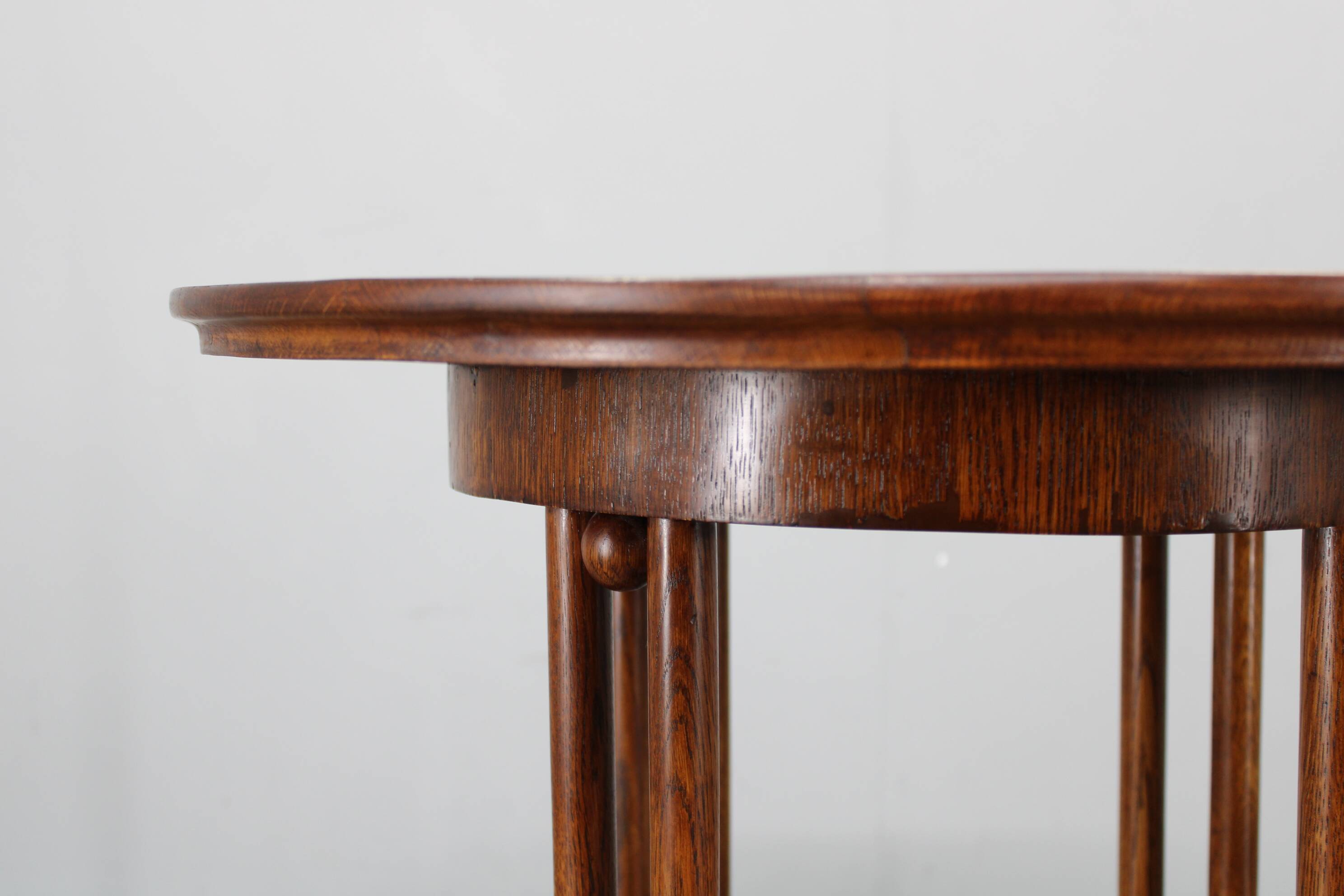 Vienna Secession coffee table in oak and brass, Czechoslovakia, 1920s.