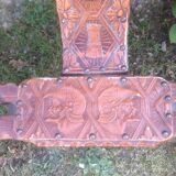 Brutalist tripod chair of conquistadors in fir and leather