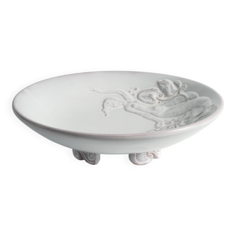 Art Deco White Earthenware Mermaid Bowl "300" by Mari Simmulson for Upsala-Ekeby