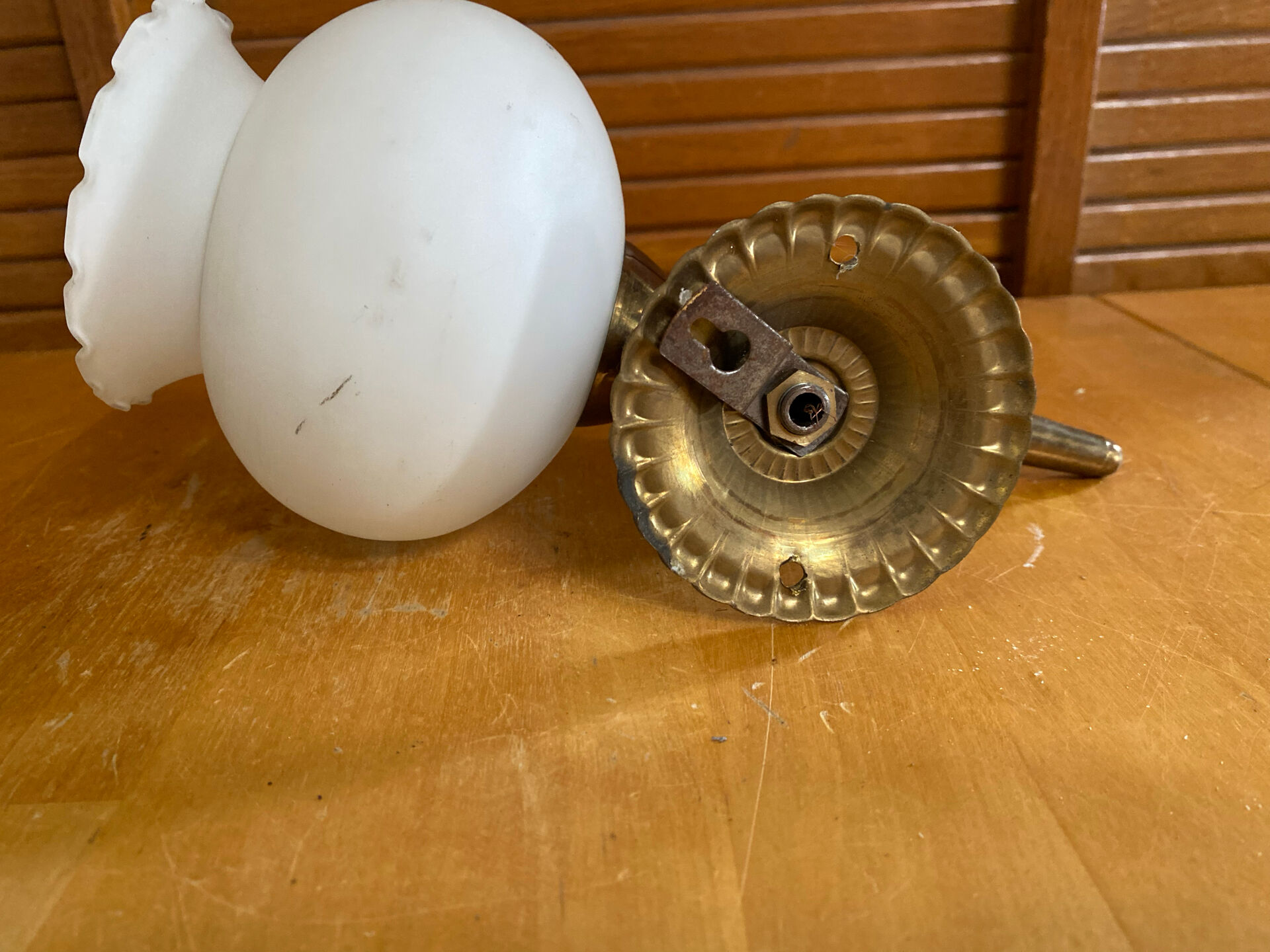 Arlus lunel wall torch light gold metal + white opaline mid-century