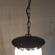 Metal lantern suspension and opaline globe by Delmas - mid 20th century.