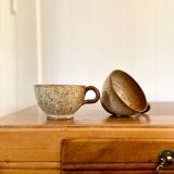 Pair of pyrity sandstone cups