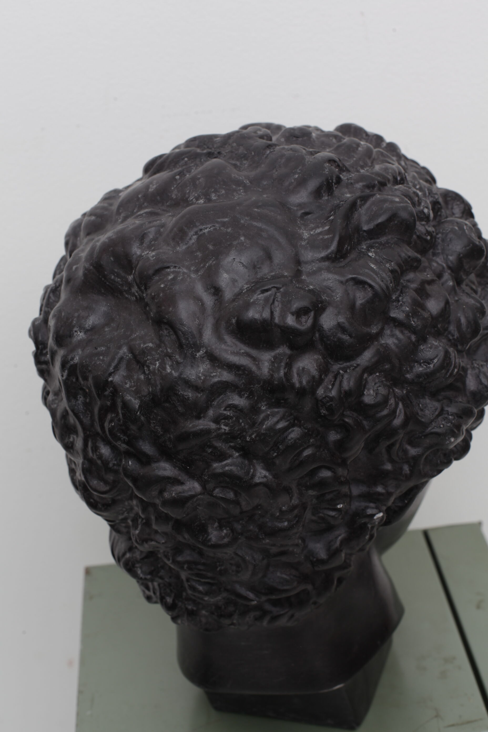 Tête grecque en plâtre noir ciré