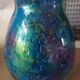 Vase Laque Line verre eglomisé vintage 80