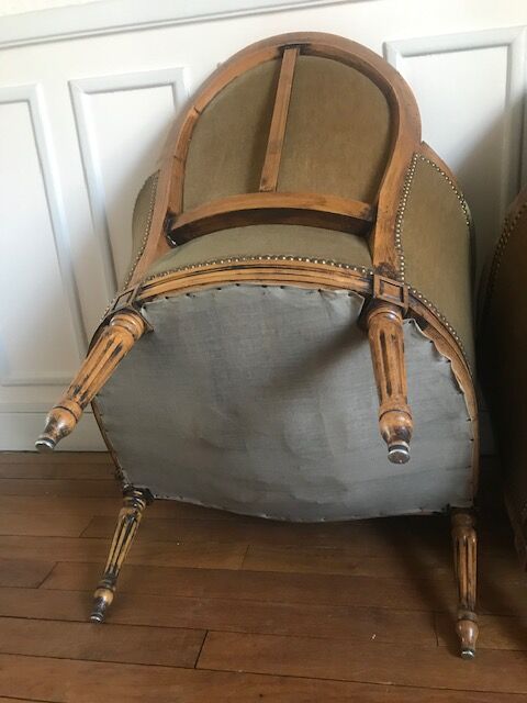 Velvet bergère chairs