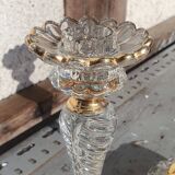 pair of molded glass candlesticks