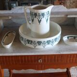 Bathroom cabinet with marble top and its toilet set, art deco style
