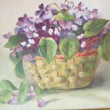 Oil on isorel bouquet of violets