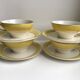Lot de 4 tasses et sous-tasses jaune canari moulin des loups années 50