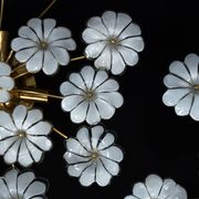 Pair of Murano white flower ceiling lamps. Italy 1980s