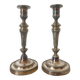 Pair of silver-plated metal candlesticks