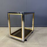 Italian brass and chrome drinks trolley