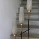 Vintage 3-light floor lamp, Arlus style, Art Deco spirit, 1950s.