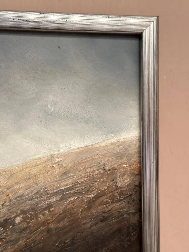 Original Swedish Oil on Panel – “The Surface” by Leif Johansson– Vintage & Framed – 30 × 30 cm (11.8" × 11.8")
