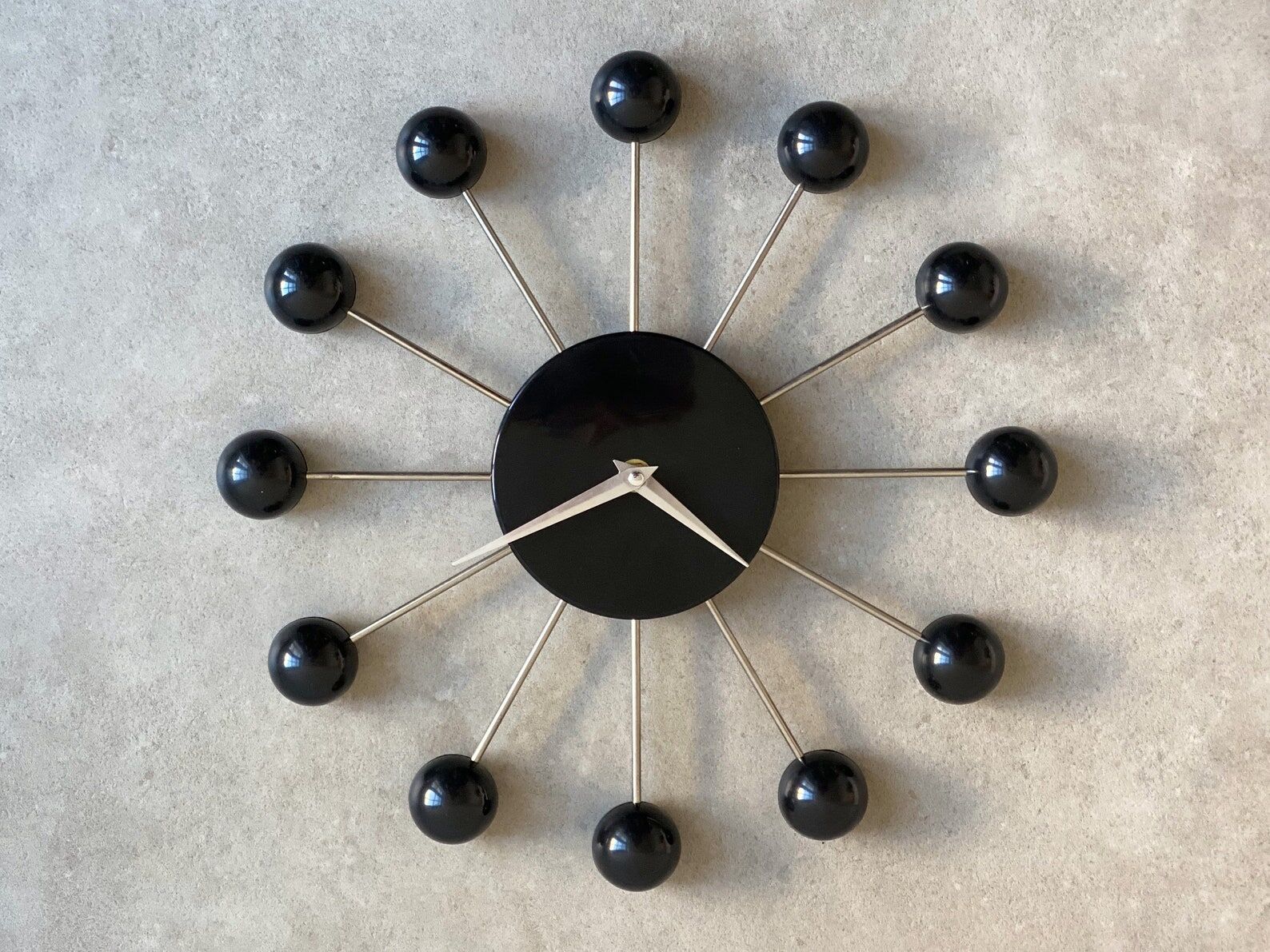Black sputnik spider wall clock - space age - atomic