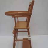 doll high chair with bars, light wood