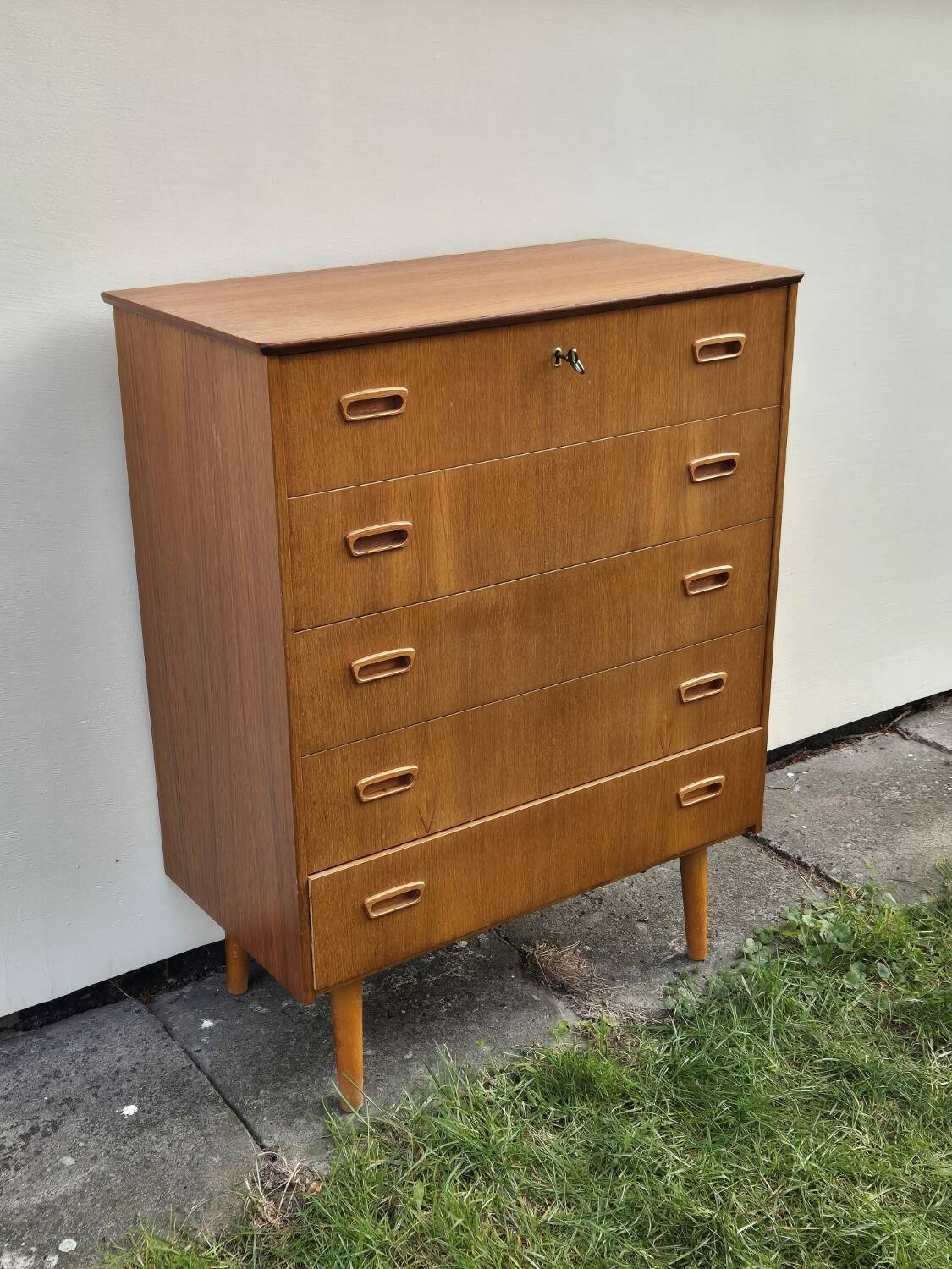 Scandinavian teak chest of drawers, 5 drawers, 1960s