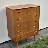Scandinavian teak chest of drawers, 5 drawers, 1960s