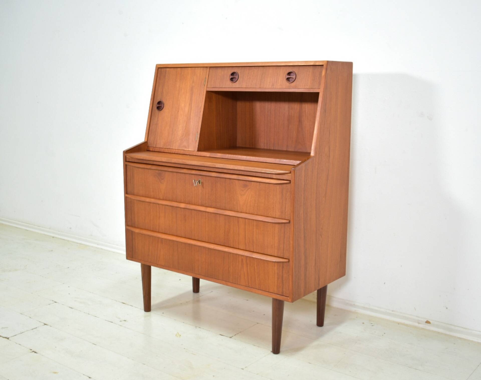 Danish sekretary teak 1960s vintage Scandinavian mid century