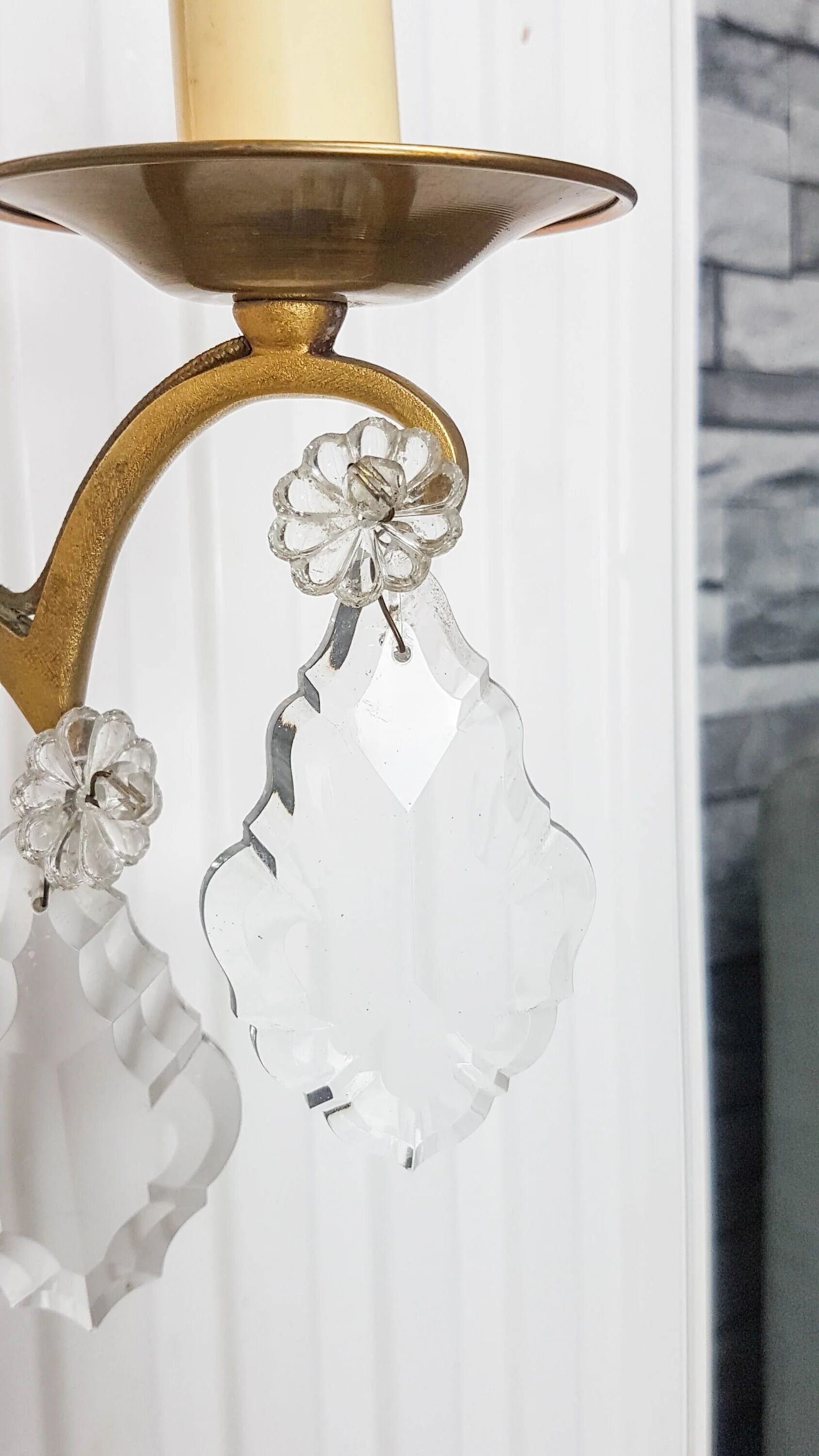 Pair of wall sconces in bronze and crystal – Empire Style – MG