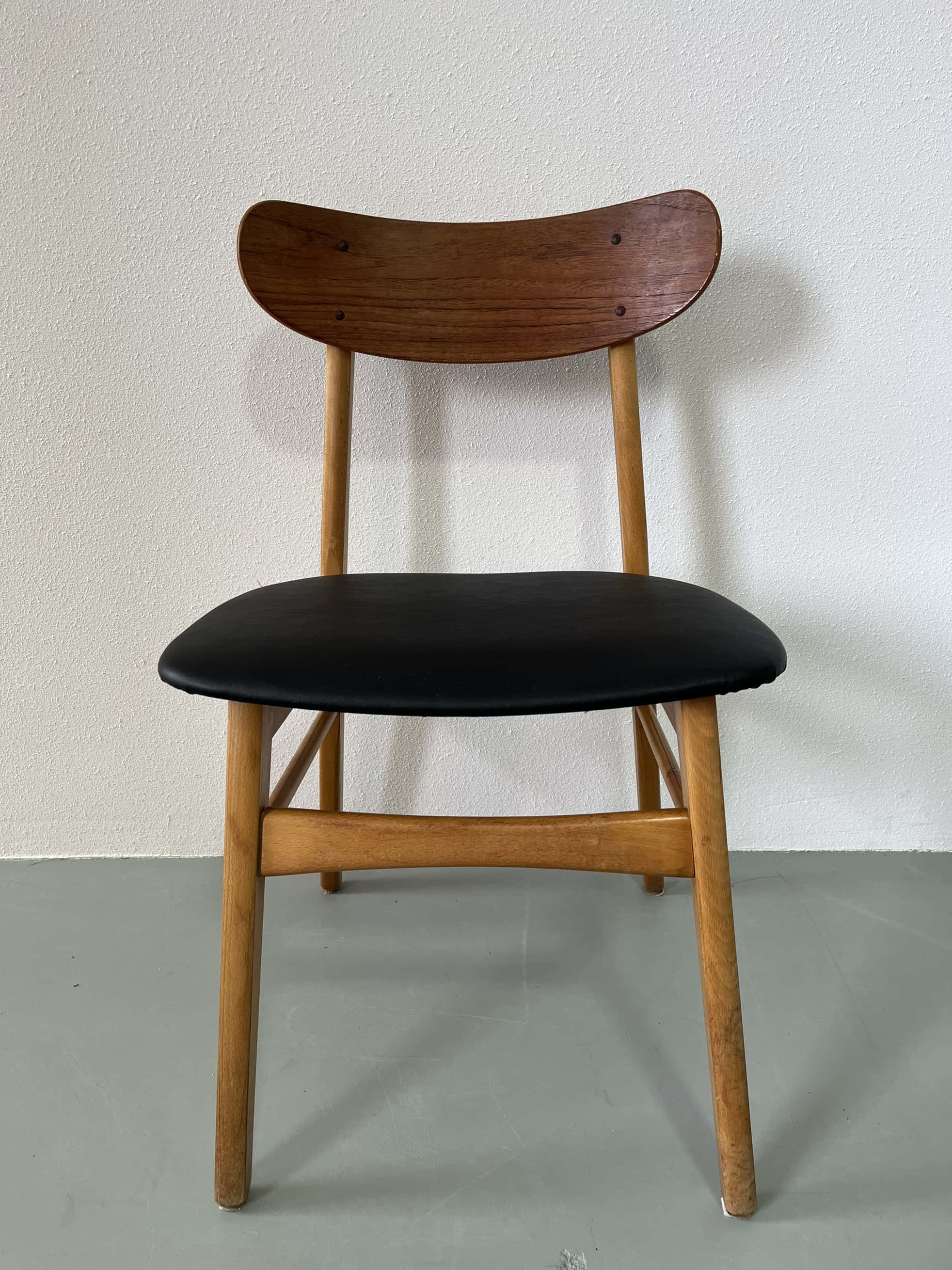 Danish design chairs in teak & skai 1960