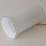Memphis style white opaline cylindrical table lamp, 1970-1980