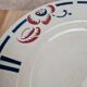 Antique Gien footed compote – Blue & red floral decoration