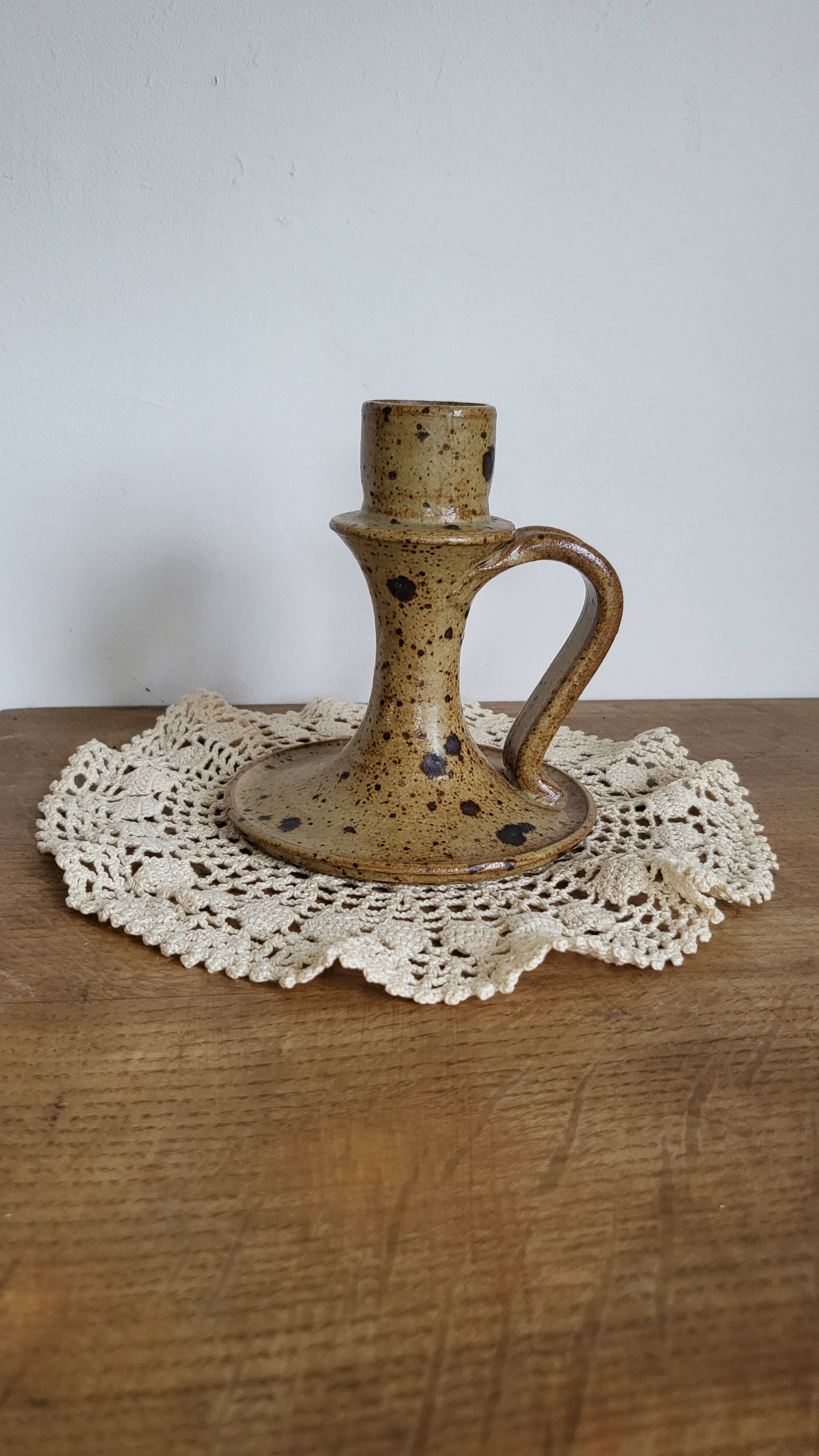 speckled sandstone candle holder