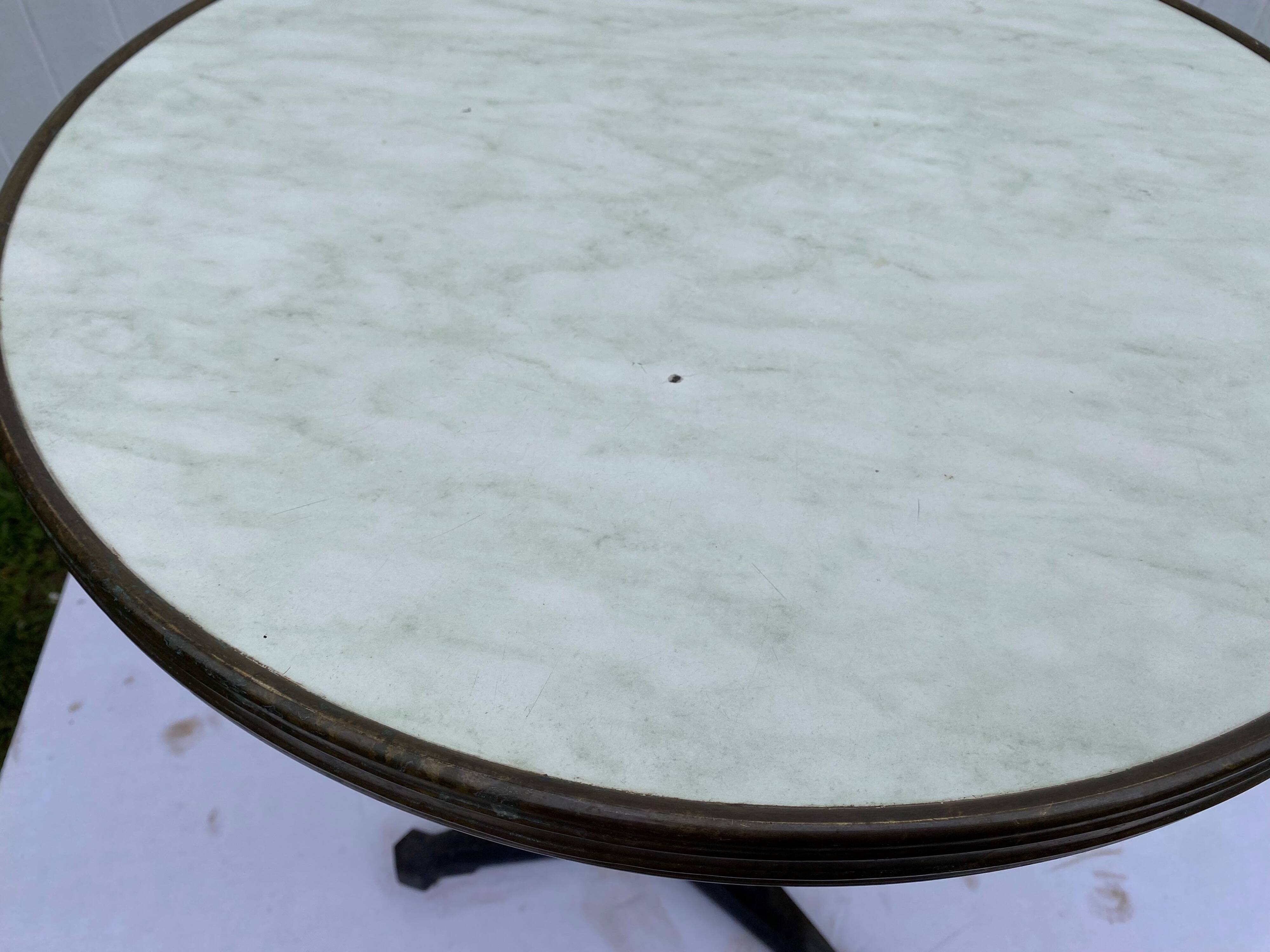 Round bistro table bar cafe terrace cast iron foot 1950