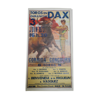 Affiche ancienne Corrida Dax 1973 old bullfight poster cartel antiguo toros vintage