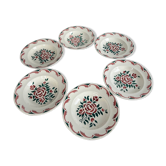 Lot de 6 assiettes creuses anciennes LONGWY modèle Alsace