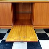 Sideboard with compass legs and leather by Malora 1955
