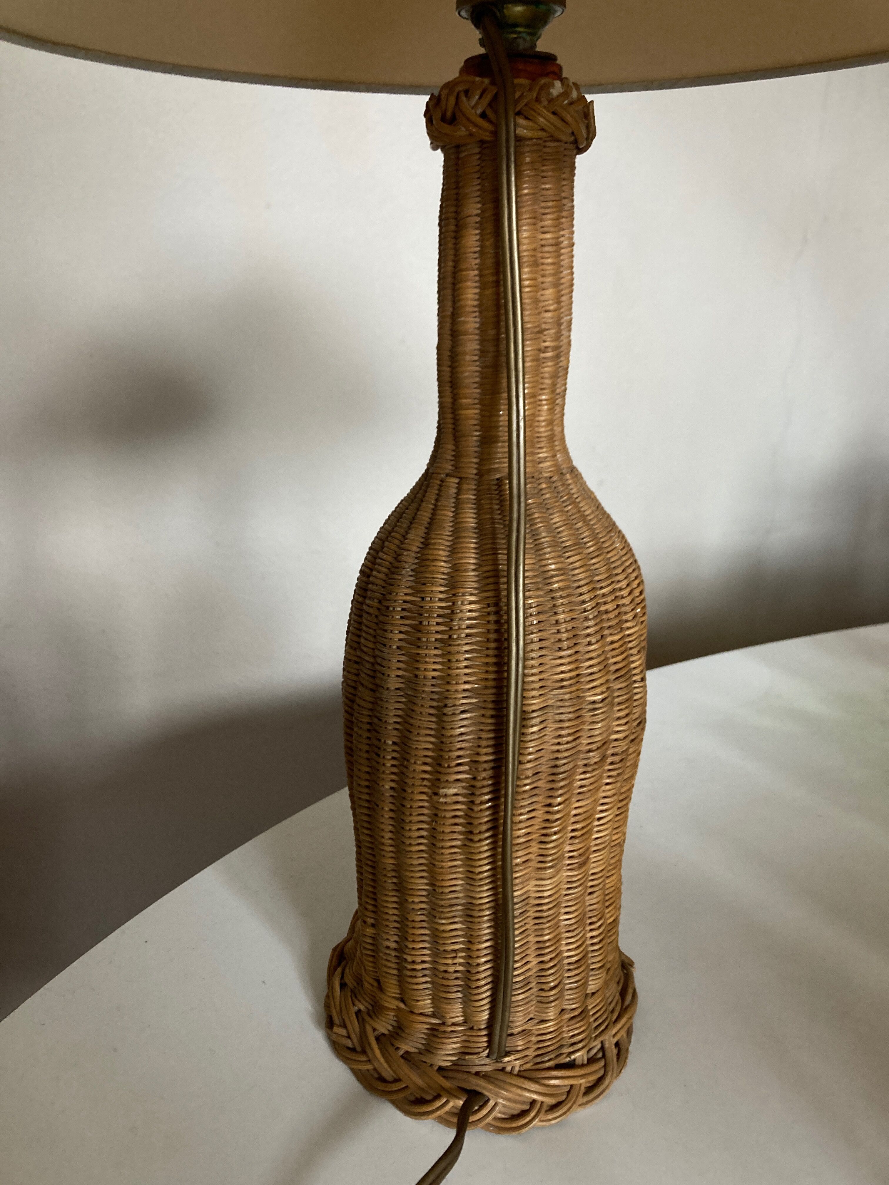 Lamp cabanon Provence in woven wicker basket weavers 1950