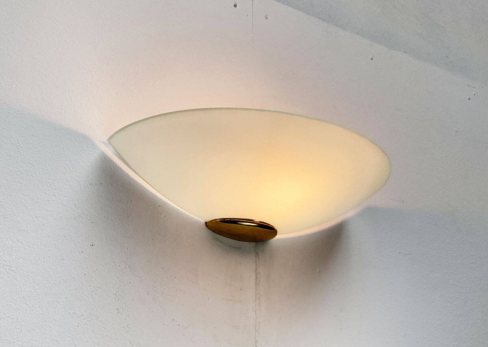 Postmodern vintage glass wall light by Metalarte, 1980s.