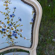 Pair of Louis XV style cabriolet chairs with a patina – floral fabric