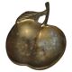 Vintage 1970s solid gold-plated brass apple ashtray from the Czech Republic, leaf pattern.